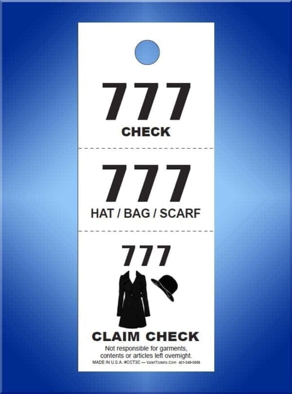 3 part coat checks CCT3A